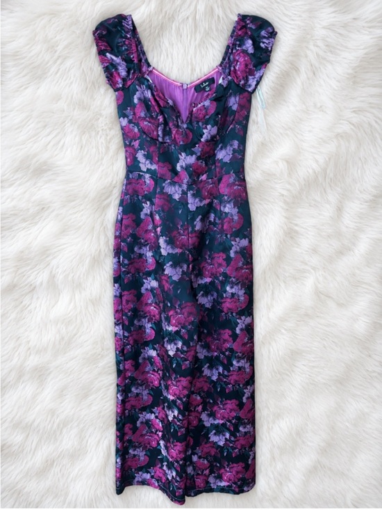Lulus Pants - Lulu's Black Floral Maxi Jumpsuit with Purple Bloom Print